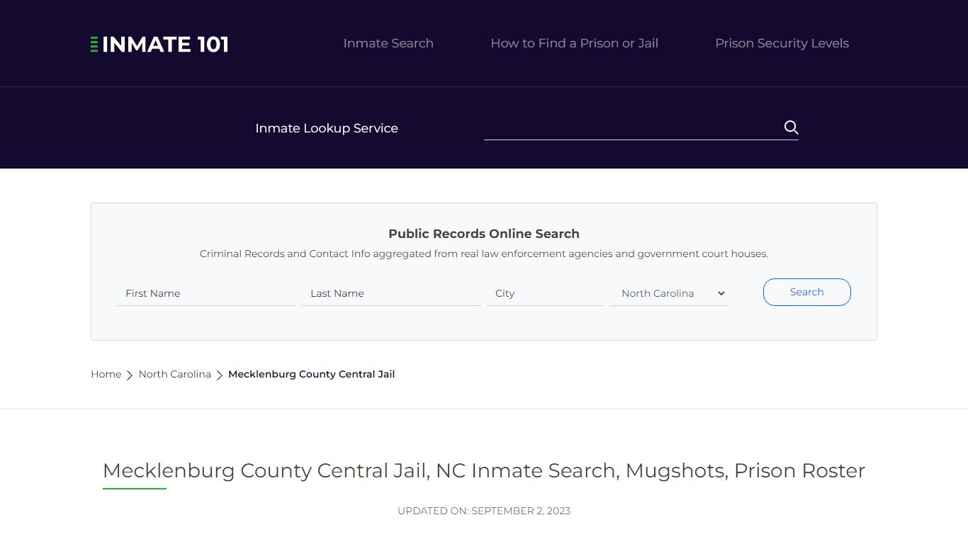 Mecklenburg County Central Jail, NC Inmate Search, Mugshots, Prison Roster